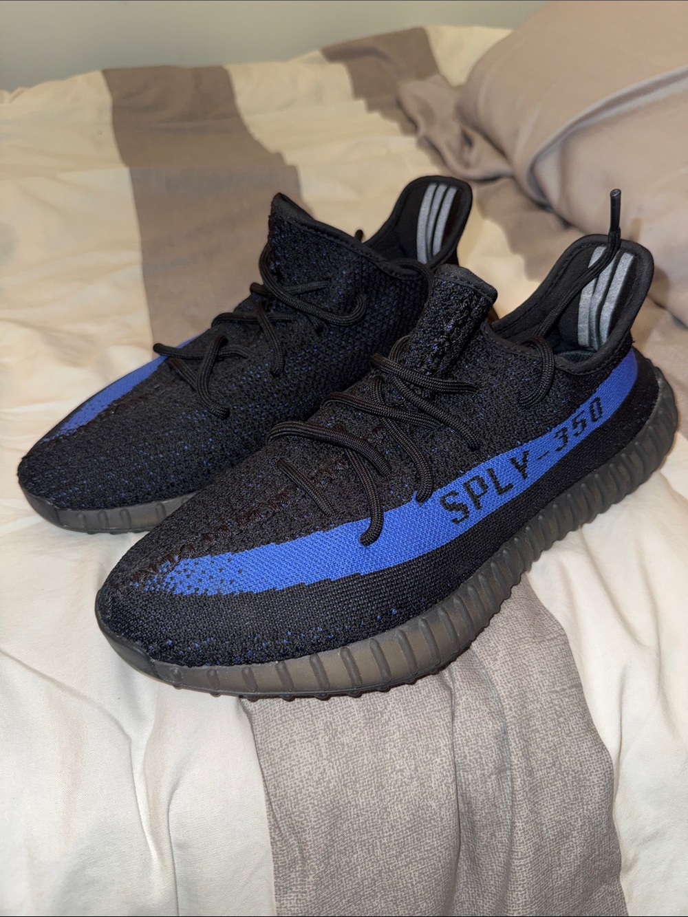 Yeezy Boost 350 V2 Black & Blue Stripe Sneakers